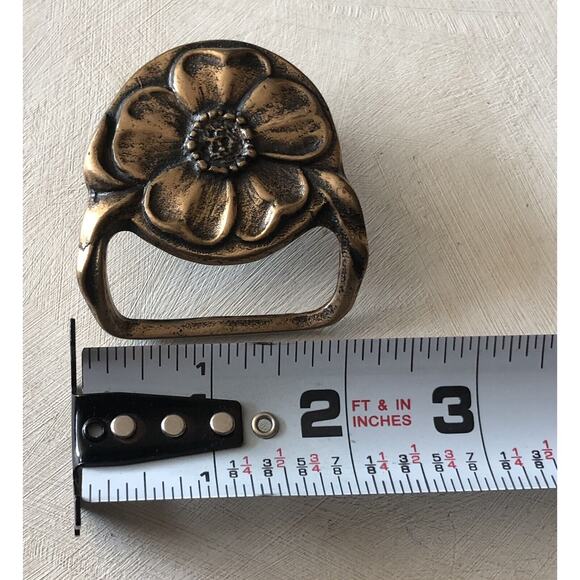 Vintage 1974 Solid Brass Belt Buckle Windflower Hippie Boho Tech Ether Guild - Picture 4 of 10